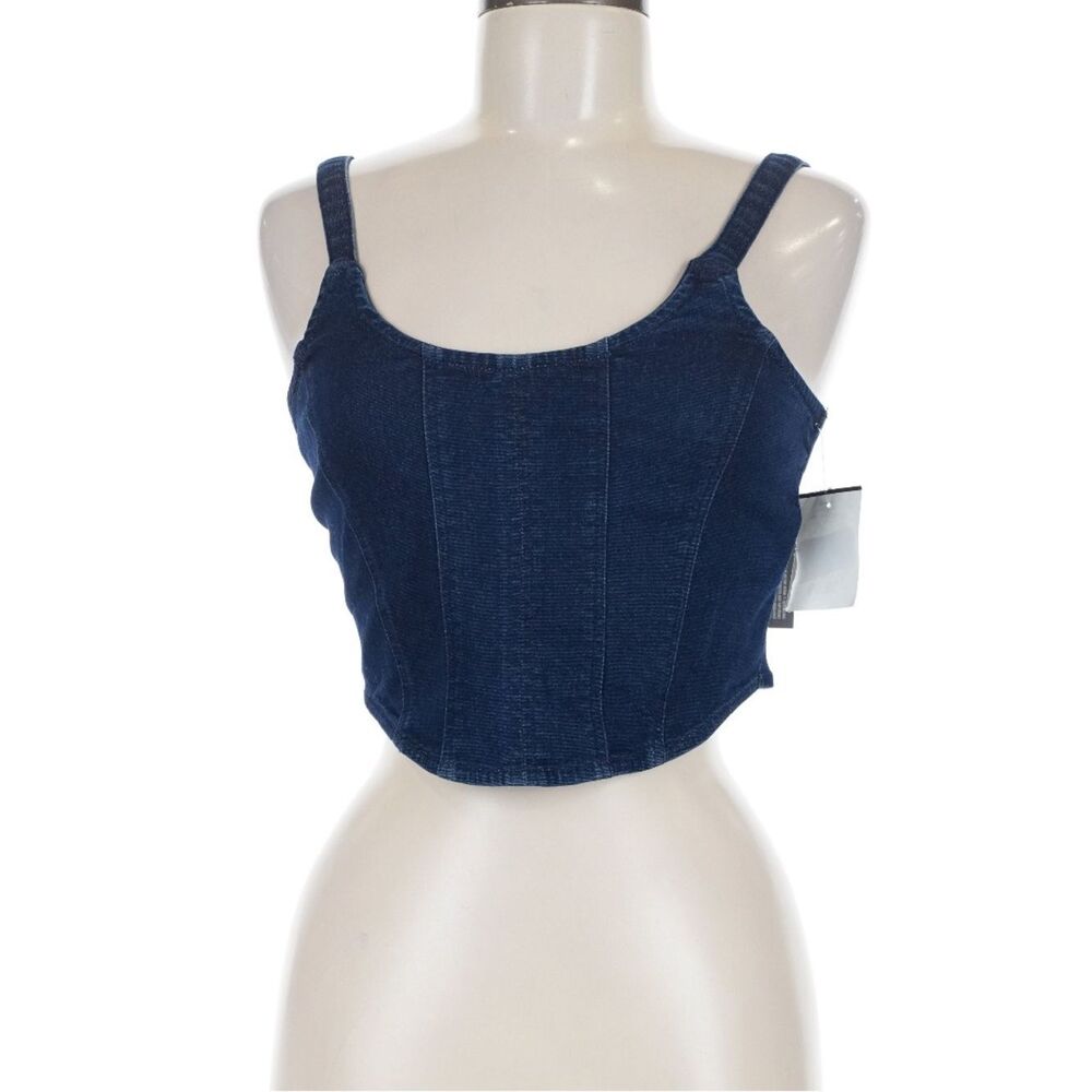 Derek Heart Navy Blue Sleeveless Ruffled Tank